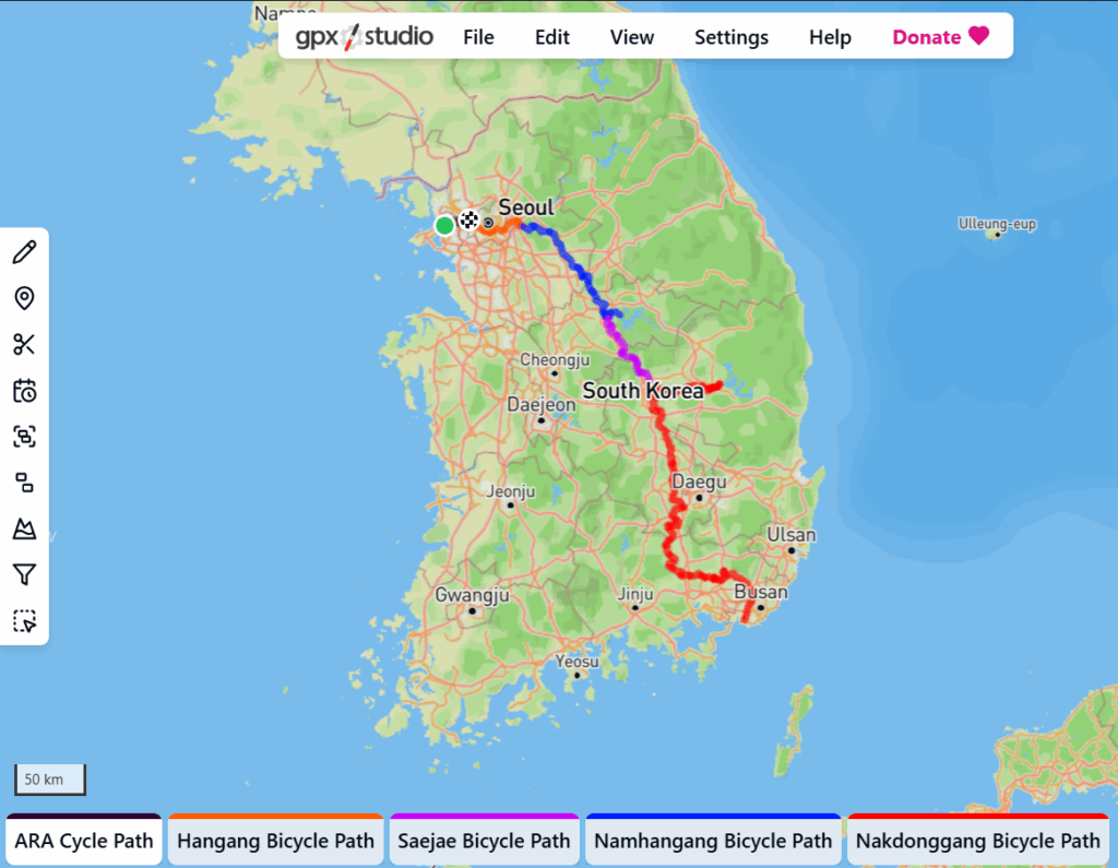 Screenshot from GPX Studio