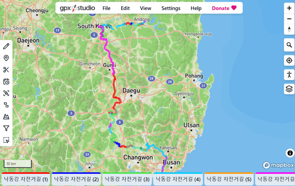 Screenshot from GPX Studio