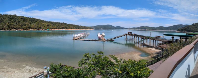 Panorama view from the Ita Thao pier at Sun Moon Lake, 28 April 2026
